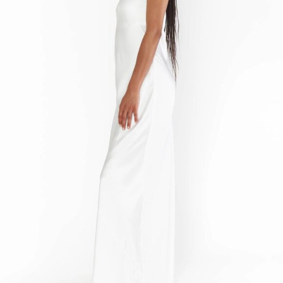 Show Me Your Mumu Taylor Tube Maxi Dress Ivory Luxe Satin Size S NWT - Picture 2 of 11